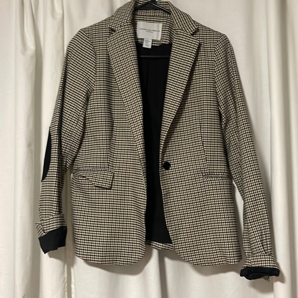 Plaid blazer with elbow patch
